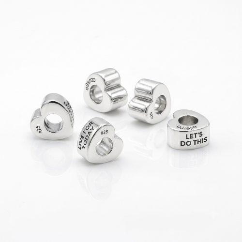 Solid silver heart bead